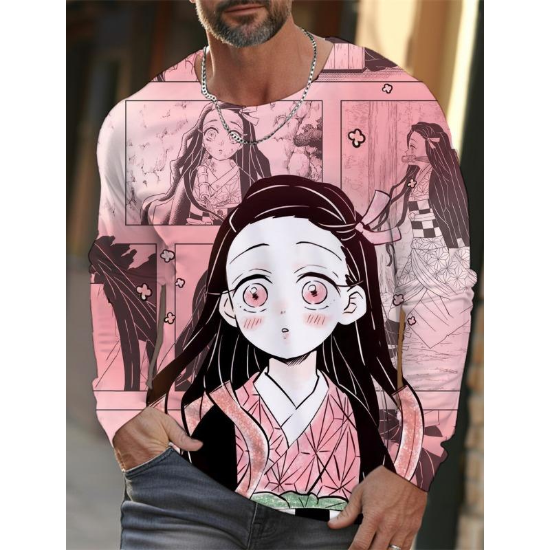 Men's Long-sleeved T-shirt 3D Printing Animation Pattern Printing Men's T-shirt Autumn Tops Casual T-shirt Pullover
