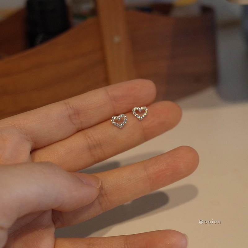 925 Sterling Silver Micro-set Zircon Heart Stud Earrings for Women Plated 14k Gold Mini Earring Girl Birthday Gifts Jewelry