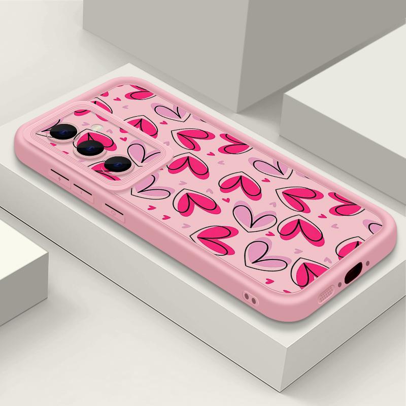 Hand Drawn Heart-shaped Pattern Case For Samsung Galaxy A57 A37 A17 A56 A36 A26 A16 A55 A35 A25 A15 A54 5G S21 FE S22 S23 S24 Plus S25 Edge S26 Ultra