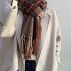 Autumn Winter Plaid Tassel Scarf Women Imitation Cashmere Thickened Warm Tassel Scarf Fashionable Versatile Shawl Wrap Scarves