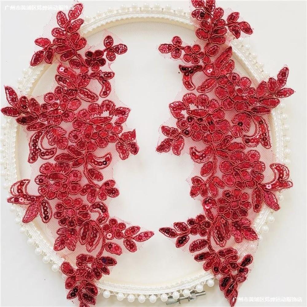 1Pair Polyester Fiber Embroidery Flower Patches DIY Handmade Floral Patches Floral Applique Lace Patch Clothing Accessories