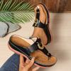 Fashion Women's Fashion Thick-soled Flip Flops Wedge Open Toe Beach Roman Clip-toe Sandal Luxury Metal Buckle Designer Sandals for Women