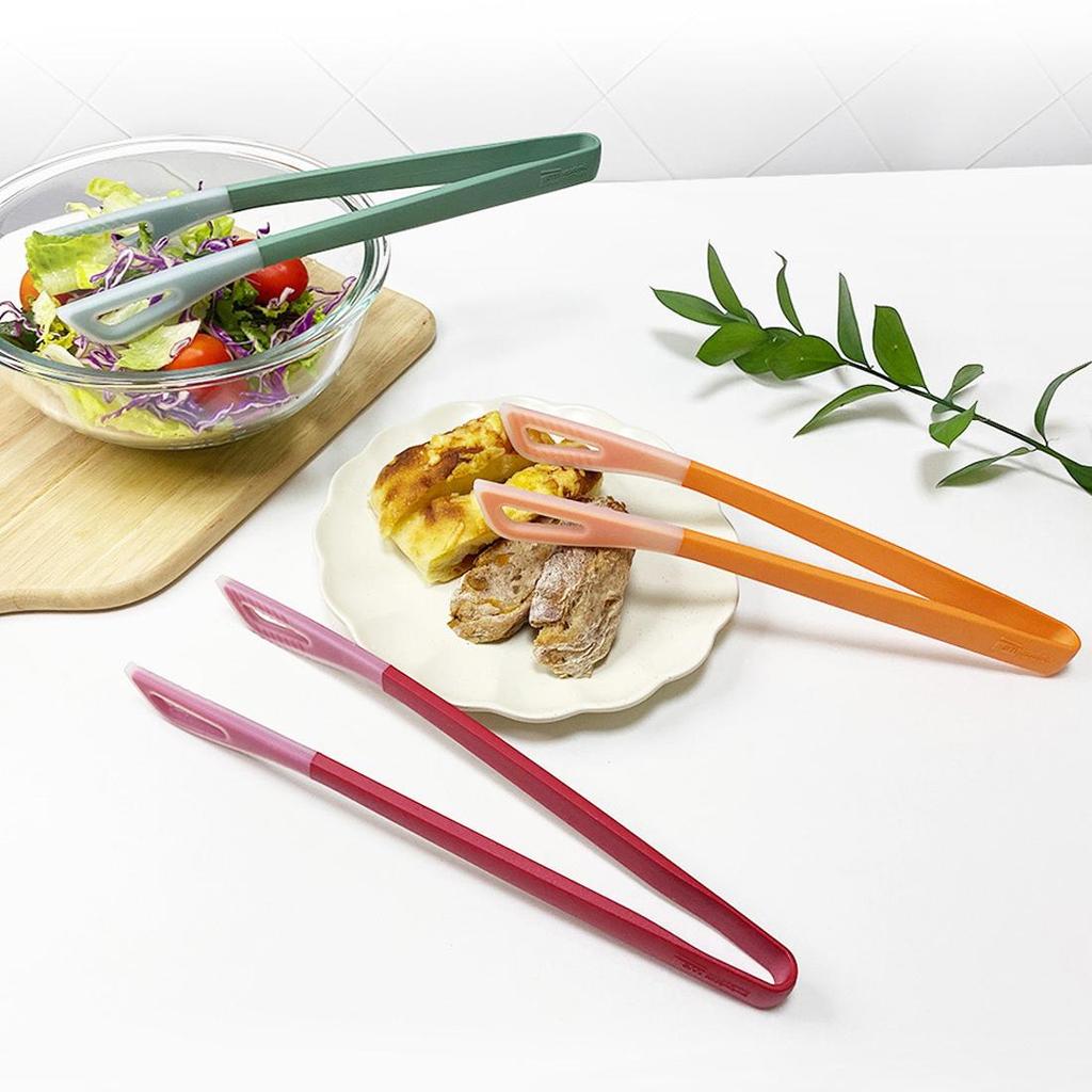 am Silicone Two-Tone Head-Up Kitchen Tongs 3 Color Mint/Orange/Red No Scratch No PFOA