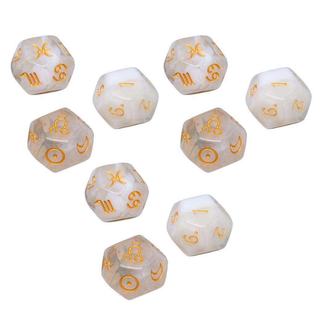 9PCS Polyhedral Dice Set Waterproof Plastic Lightweight Portable Table Gaming Dices for Travel Picnic White
