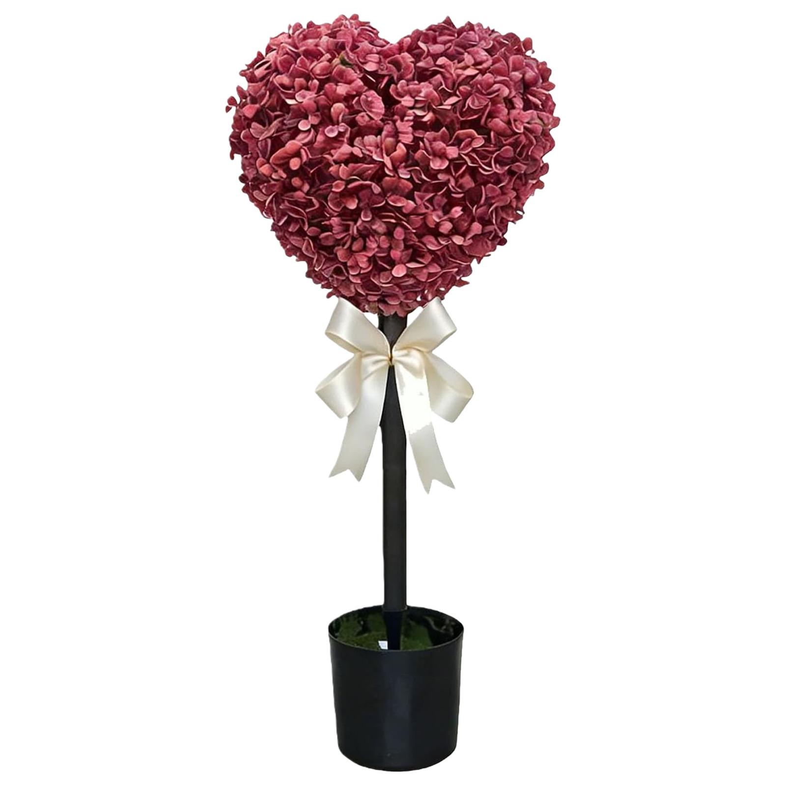 

Heart Shaped Topiary Artificial Trees with Pot and Bow Tie Artificial Boxwood Topiary Fake Plant 29.5in for Valentines Home