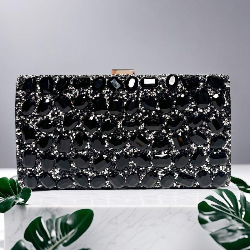 Gold Metal Handle Fashion Women's Handbag Crystal Shiny Rhinestones Diamond Evening Bag Wedding Party Clutch Purse Shoulder Bag
