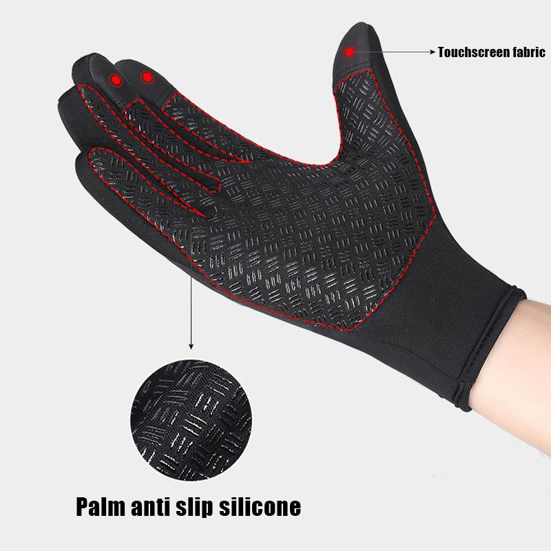 Utomhus Cykling Klättring Handskar Fitness Sport Vattentäta Vindtäta Långa Fingrar Plus Sammet Varma Handskar Höst och Vinter