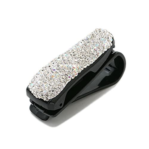 

HZ-MONSTAR Держатель для очков в автомобиль с зажимом для карт на солнцезащитном козырьке, со стразами-бриллиантами, крепится сверху на лобовое стекло автомобиля серебряный