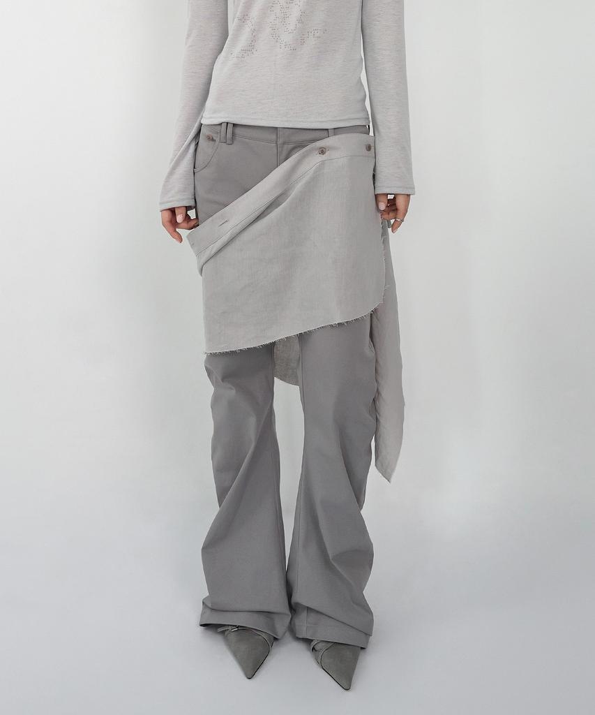 Nash Detachable Layered Skirt Pants Ash Beige
