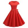 2024 Trendy Retro Round Neck Summer Dress with Short Sleeves and Flowy Print