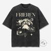 Frieren Mineral Wash T-Shirt, Vintage Anime Elf Mage Graphic Tee, Washed Black Manga Shirt, Otaku Streetwear Gift