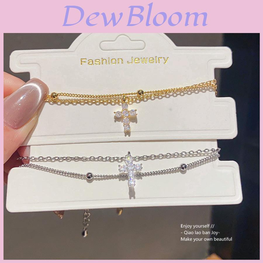 Bracciale con Ciondolo a Croce con Pietre di Zircone per Donne Gioiello Elegante Regalo