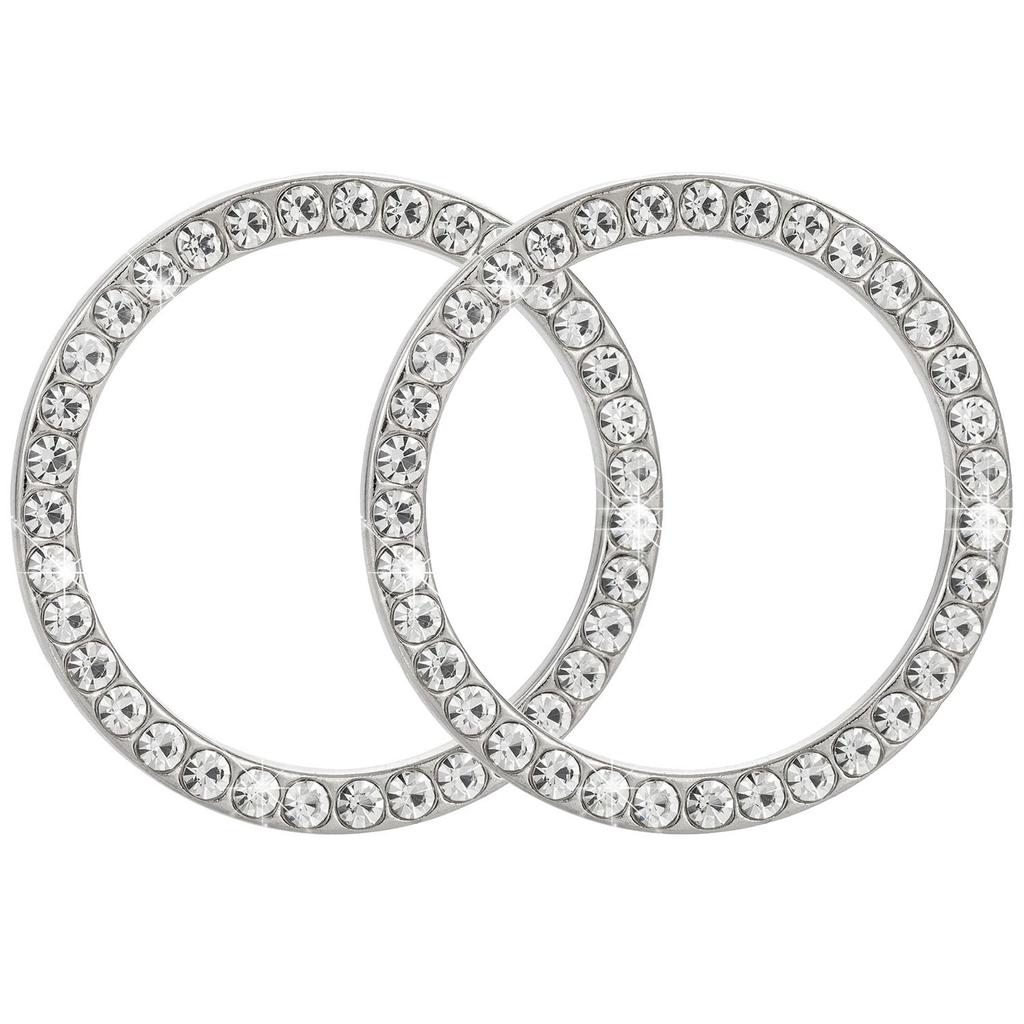 2/1Pcs Start Stop Push Button Engine Ignition Switch Protective Cover Bling Rhinestone Ring Circle Trim Car Interior Accessories