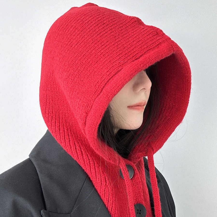 Korean Version of Autumn and Winter New Fashionable and Versatile Balaclava Hat Scarf Integrated Ear Protection Knitted Wool Warm Hat