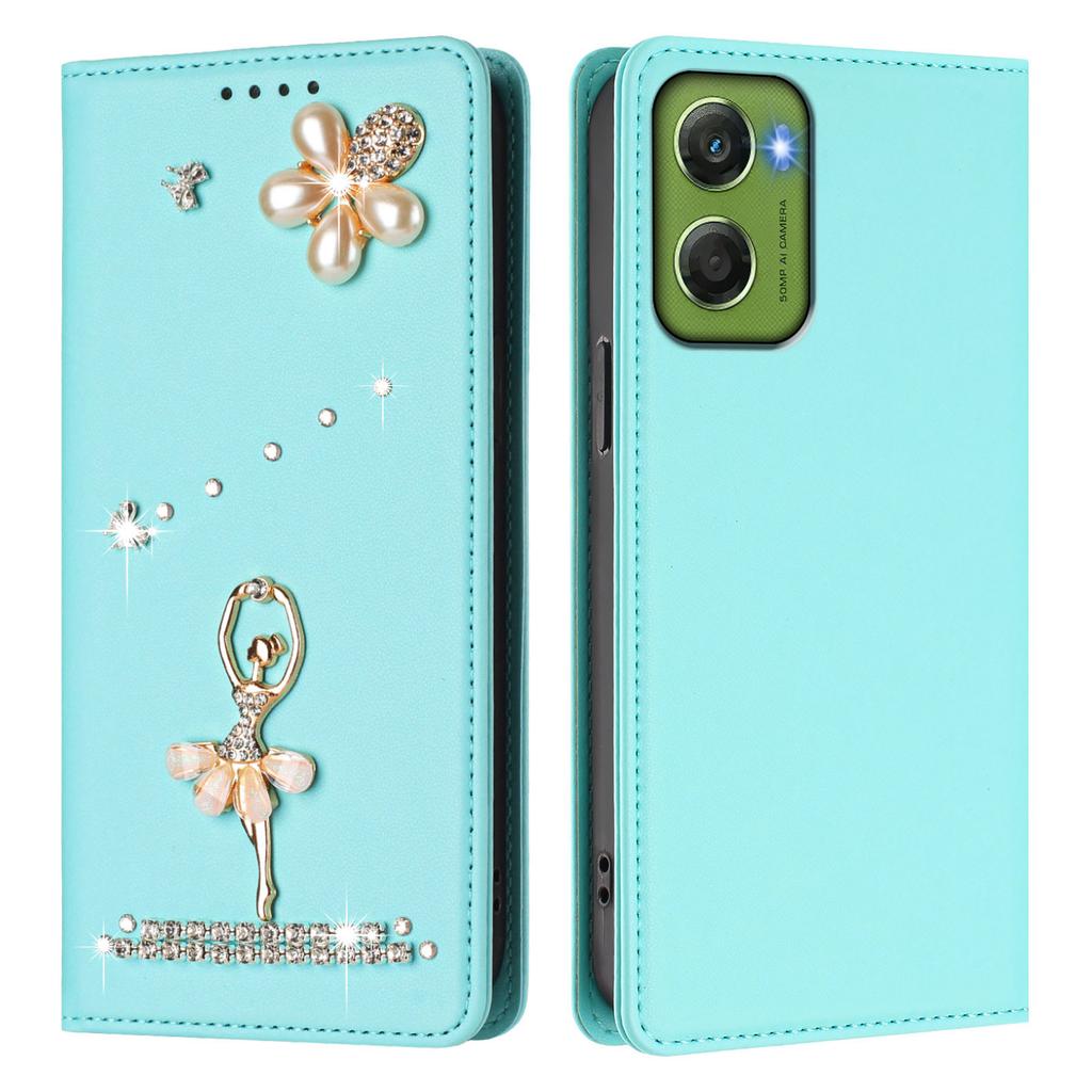 Diamantové Roztomilé Karty Peněženka na Zip Kožené Pouzdro na Telefon Pro Motorola G06 G75 G55 G35 Edge 60 Pro 60 Fusion Flip Pouzdro Kryt s Stojánkem