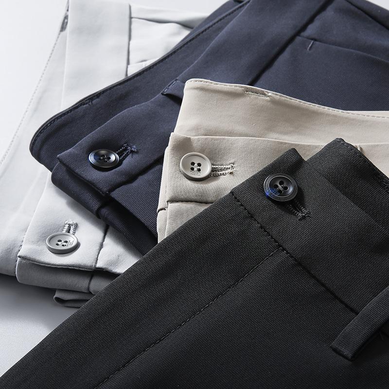 Summer Thin High Elasticity Straight Leg Business Casual Pants for Men with A Simple Hanging Feel