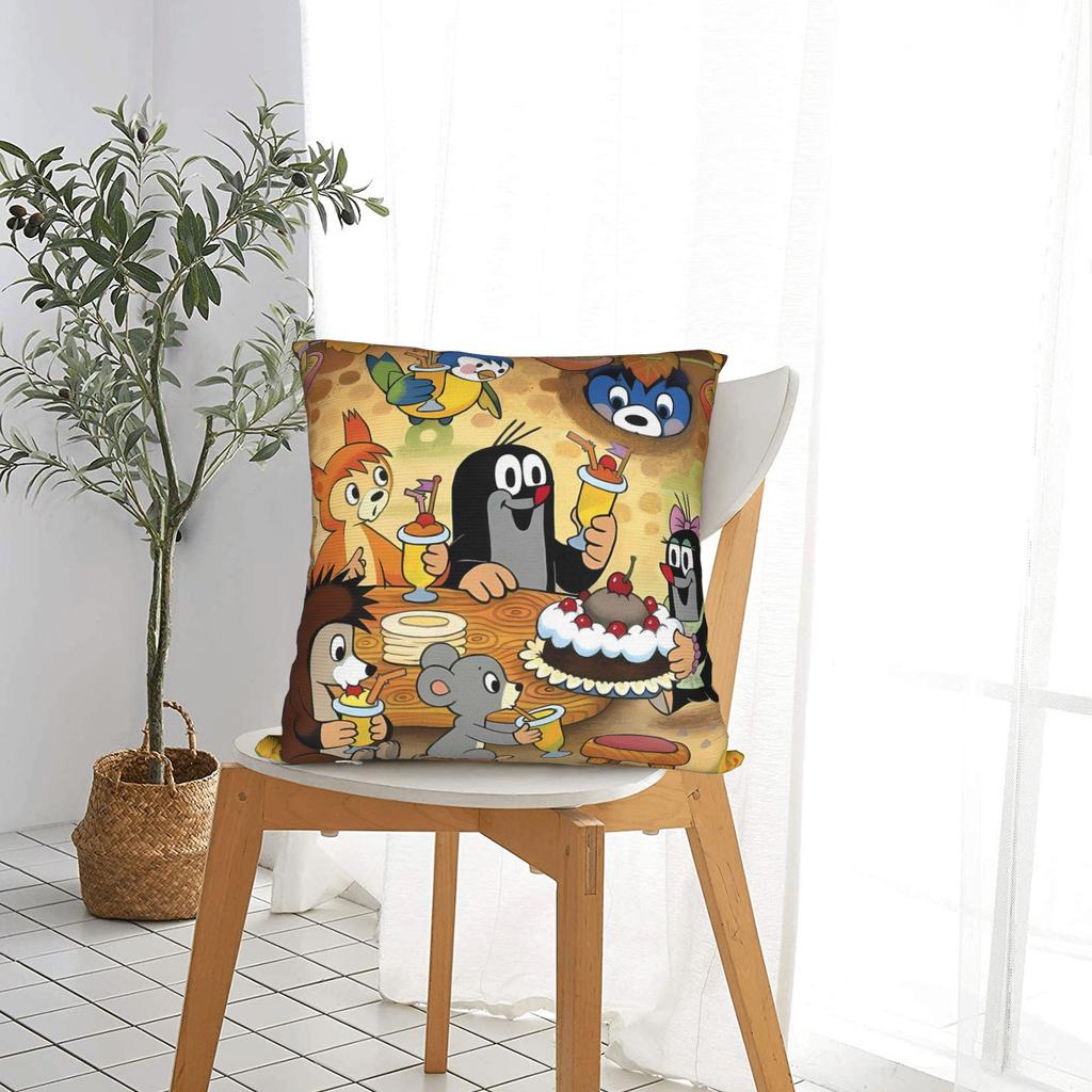 The Little Mole and Friends Pillow Case Soft Pillow Cover For Sofa Home Decoration Funny Cushion Cover