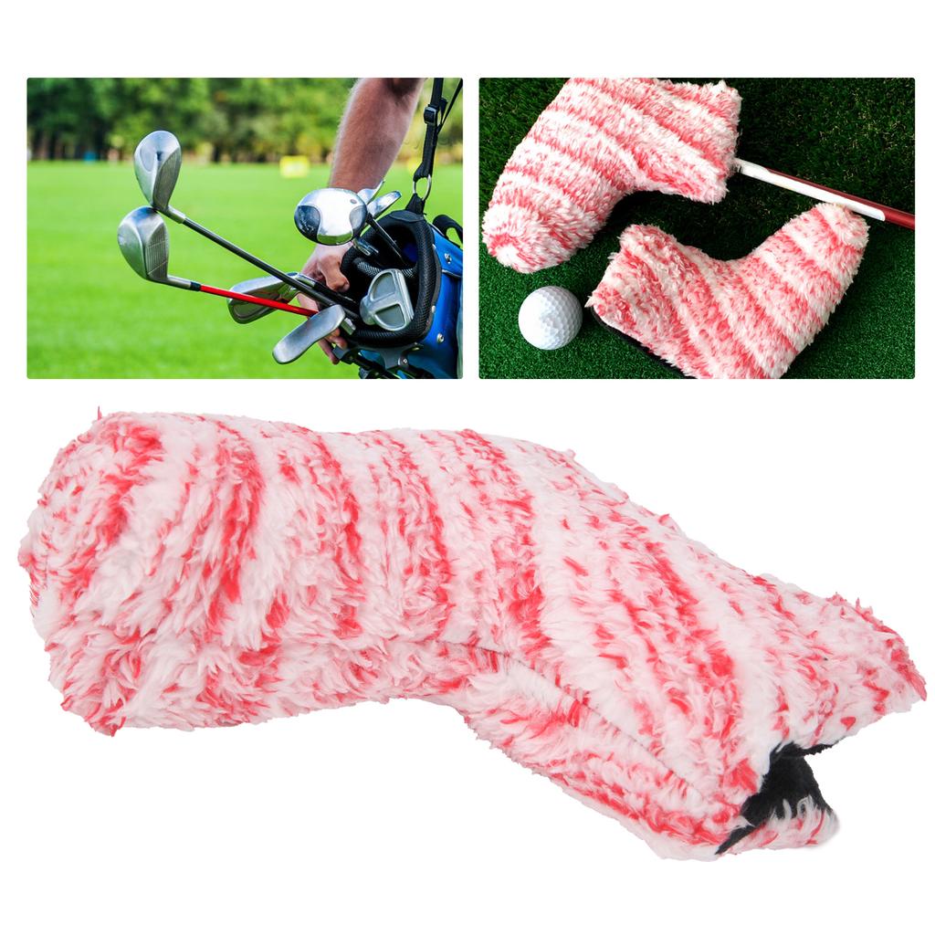 L shaped Golf Putter Head Cover Soft Plush Durable Club Headcover Protector Accessory(White Pink )