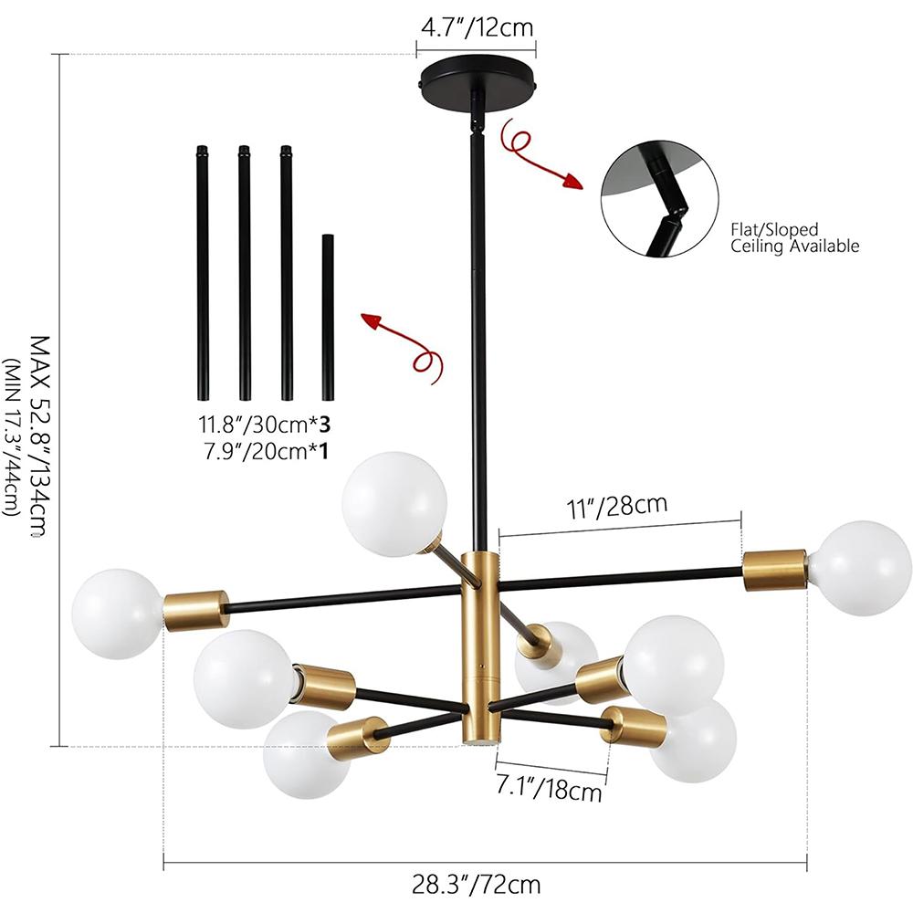 Candelabru Modern de Plafon LED E27/E26 4/6/8/10/12 Brațe Lampă Suspendată Living Sufragerie Dormitor Interior Decora Corpuri de Iluminat