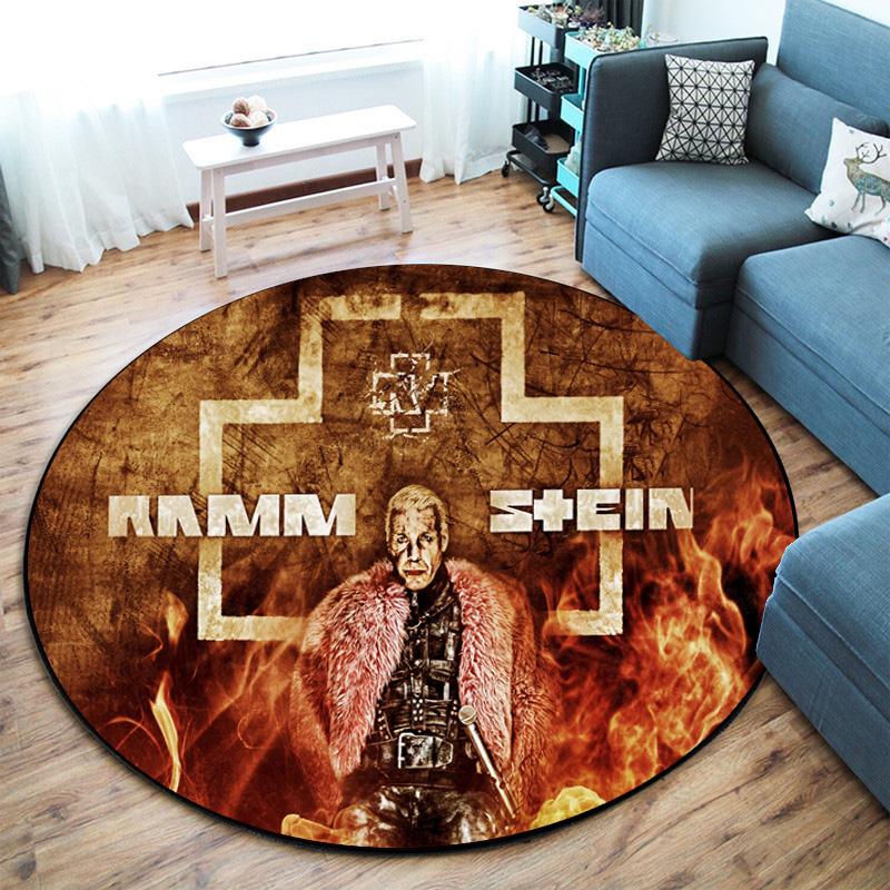 Famous German Rock Heavy Metal Band Rammstein Tile Lindemann Circular Carpet Decoration Anti Slip Home Table and Chair Mat Aisle Door Mat Carpet D15