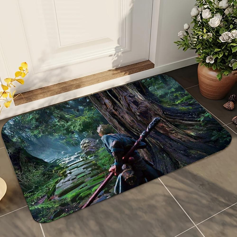 1pc Black Myth W-Wukong Bathroom Absorbent Mats Anti-Slip Mats Home Decor Supplies Carpets Home Kitchen Floor Mats
