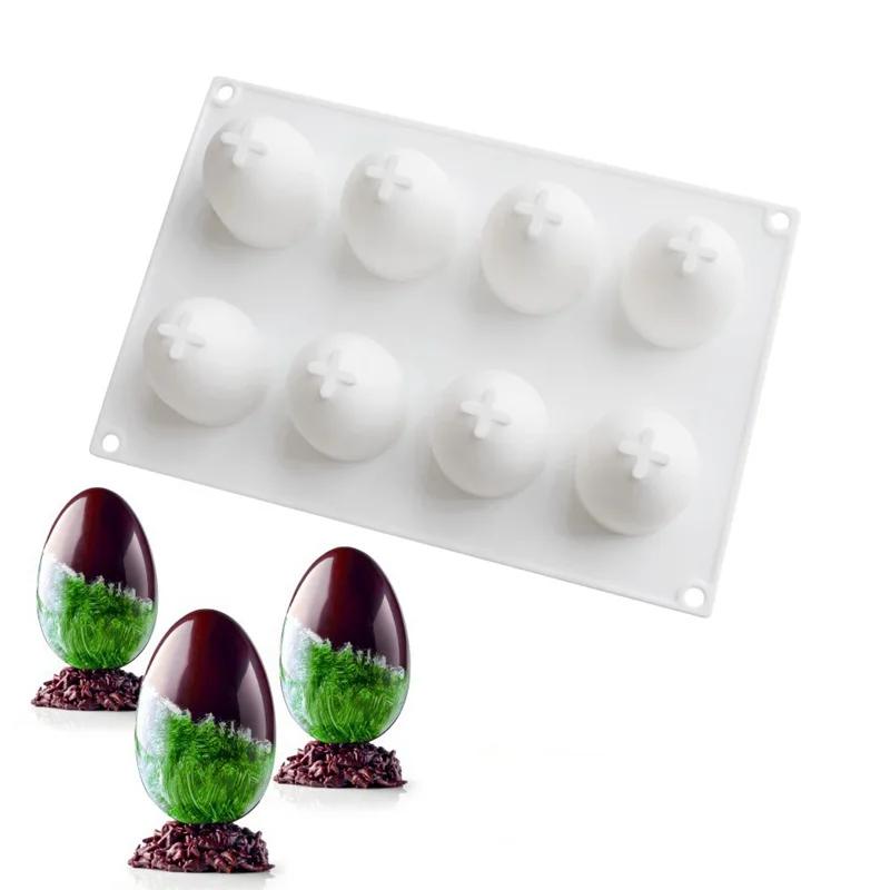 8-Cavity Egg Silicone Mold, Easter Egg Plaster Mold, DIY Aromatherapy Candle Home Decor Epoxy Resin Mold
