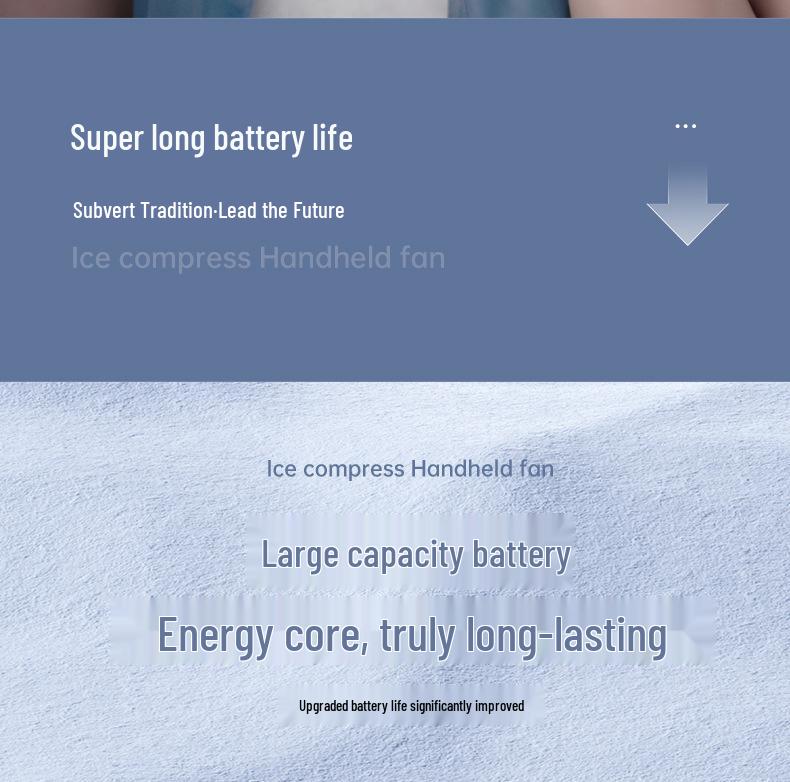 Portable Handheld Leafless Mini Fan with High-Speed Cooling Ice Pack