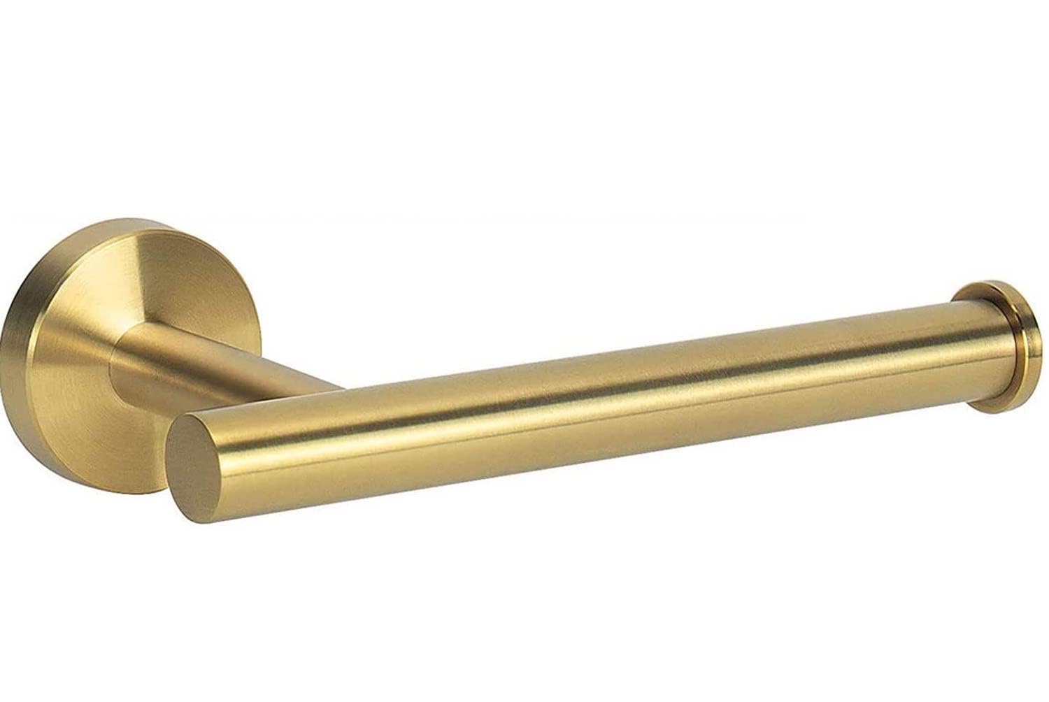 

YUET Wall-Mounted Toilet Paper Holder, Round Tissue Dispenser Stand for Bathroom and Kitchen Storage, Brass and SUS 304 Stainless Steel (Gold)