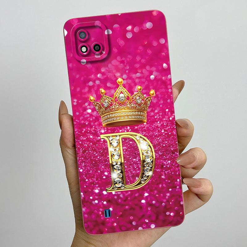 For Realme C11 2021 RMX3231 C20 Case Crown Letter Liquid Silicone Soft Phone Cases For RealmeC20 C20A Full Protection Back Cover