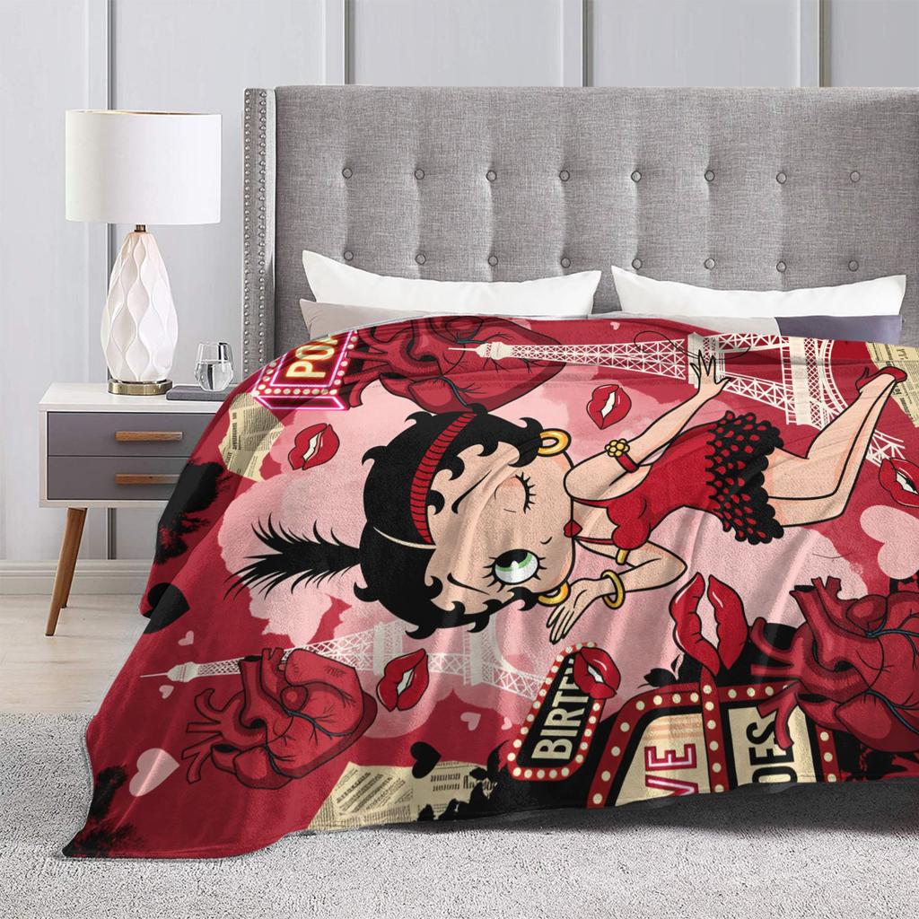 Warm Blanket Camping B-Bettys Boops Throw Blanket  Flannel Bedspread For Living Room Comfortable Sofa Bed Cover