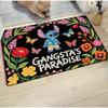 Stitch Welcome Door Mat Non Slip Polyester Floor Mat Flowers and Butterfly Entrance Bathroom Entrance Home Decoration  Rugs