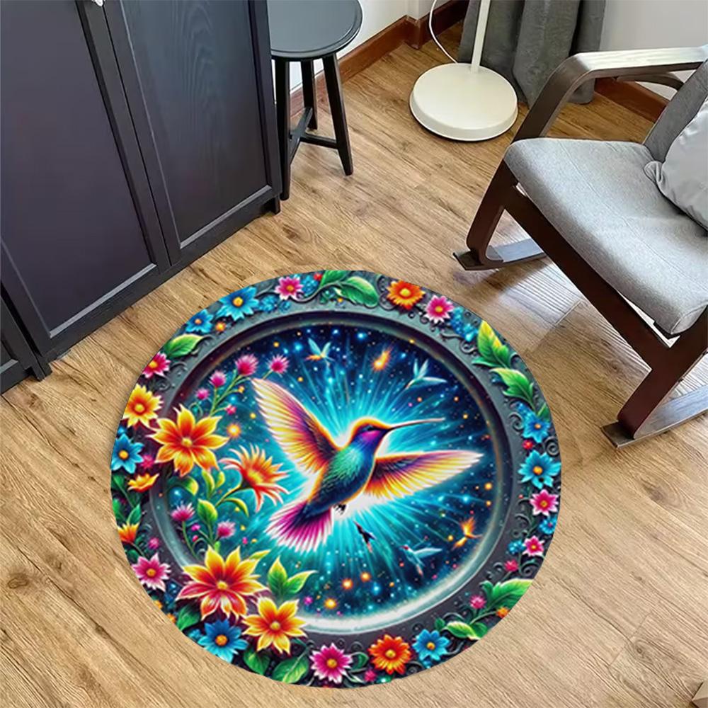 1pc home carpet design for office decor gift living room bedroom non slip colorful hummingbird flowers rug