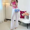 Women's High-Waisted Black Chiffon Wide-Leg Pants - Light Summer Style