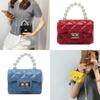 Fashionable Mini Jelly Bag With Pearl Chain Silicone Material For Children