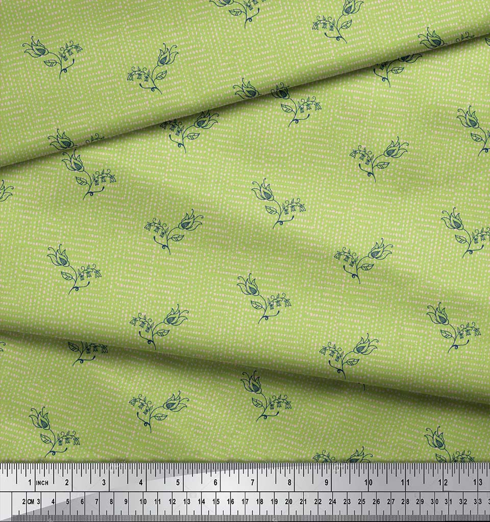 Soimoi Material Satin Crep Japonez Violet cu Imprimeu Floral Artistic cu Muguri la Metru 42 Inch