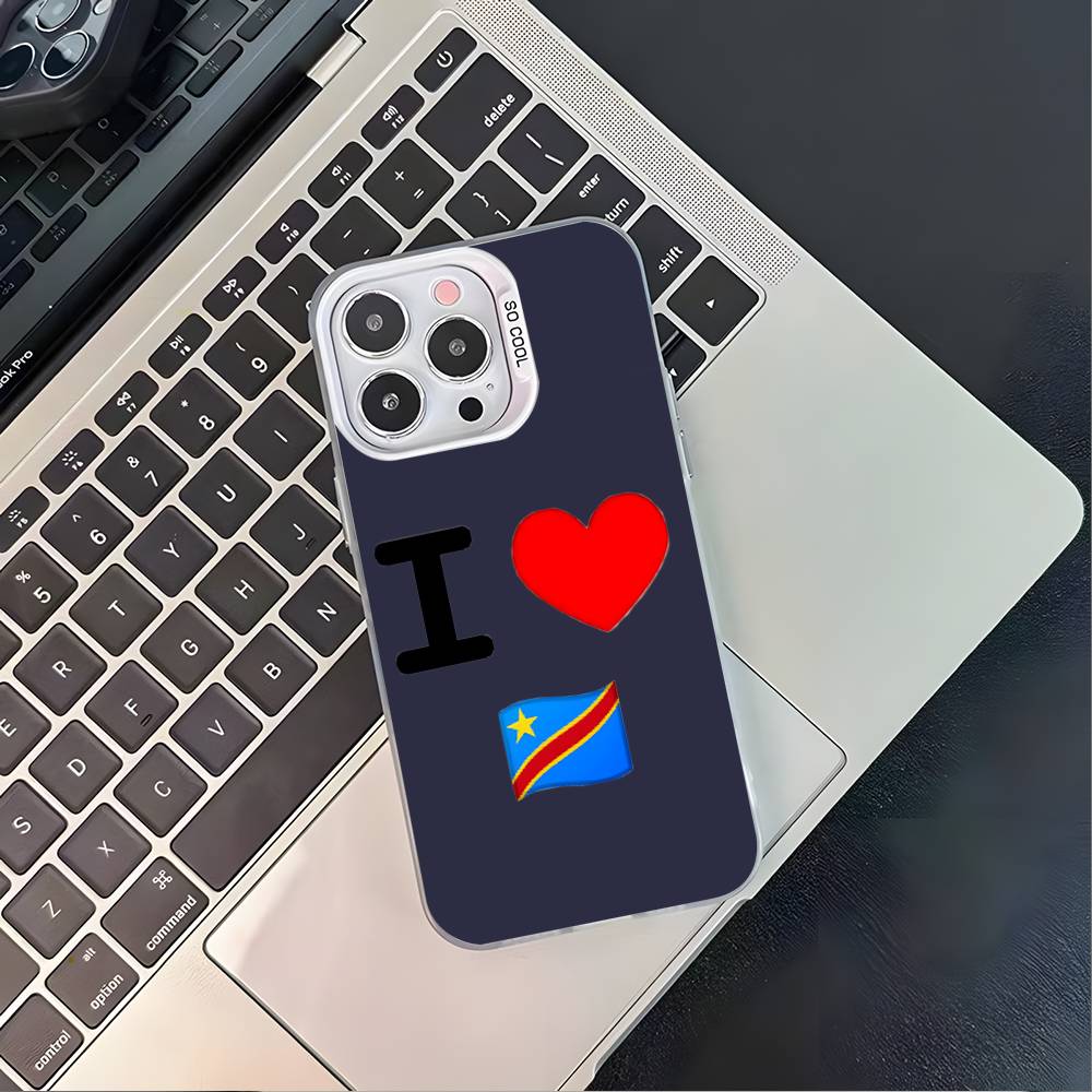 Democratic Republic Congo Flag For iPhone 17,16,15,14,13,12,11,Mini,Pro,E,SE4,XS,MAX White Shockproof Candy Matte Cover