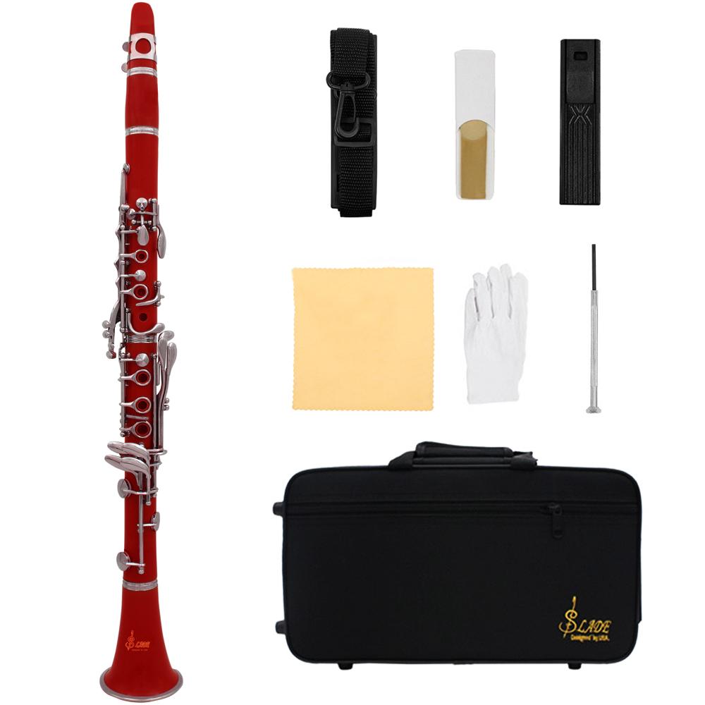 SLADE Bb Clarinet 17 Keys Bakelite Wooden Professional Woodwind Instrument Colorful Clarinette With Box Accessories Parts