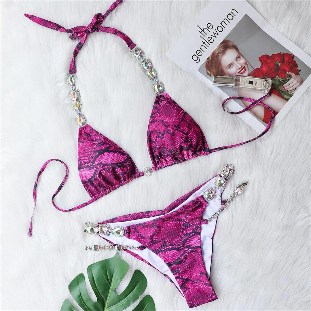 

Сексуальный бикини со стразами и стразами, женские купальники, женский купальник, комплект бикини из двух частей, купальный костюм для плавания M