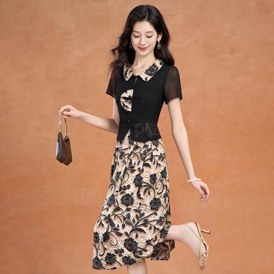 Elegant New Chinese Style Faux Two-Piece Chiffon Dress