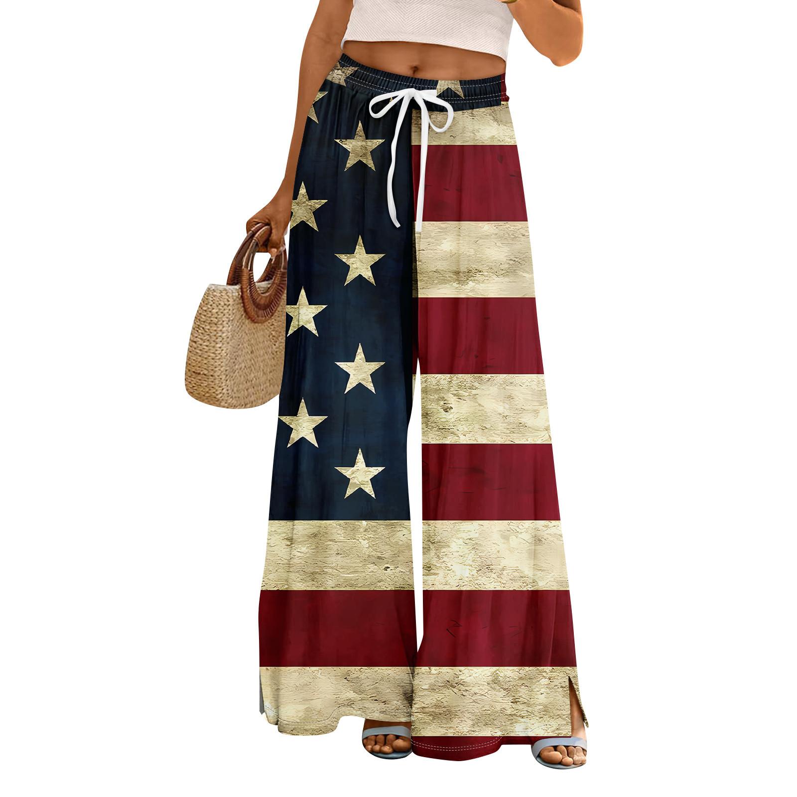 

Женские летние брюки-палаццо в стиле бохо с высокой талией, широкие повседневные брюки с принтом и карманами XXL винный