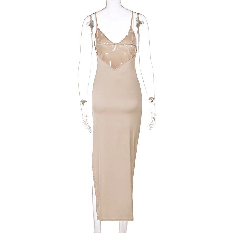 2026 Summer Elegant Backless V-neck Slit Dress for Women
