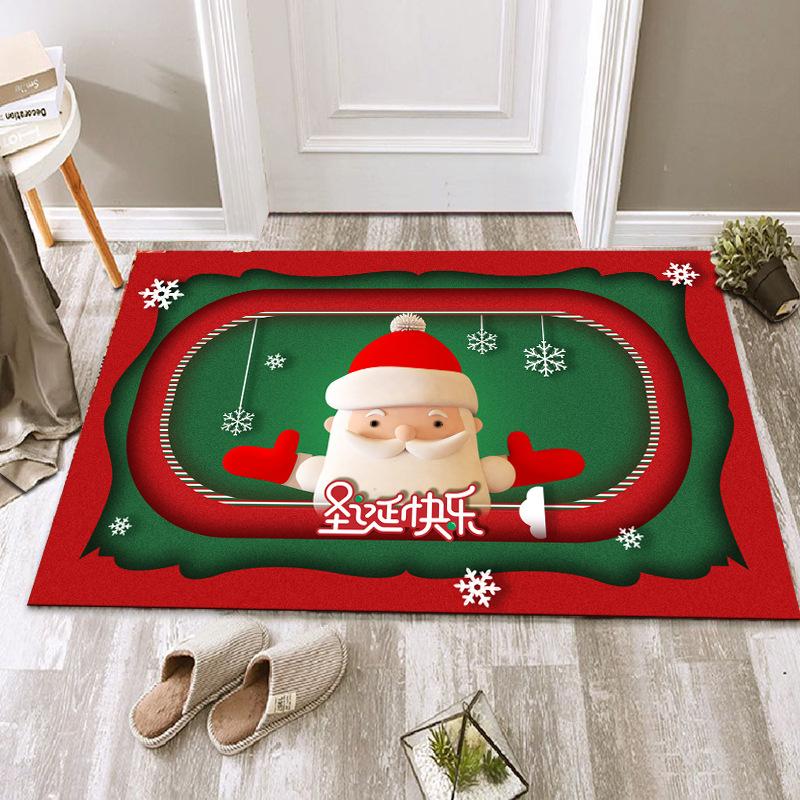 Christmas Floor Mat Festive Atmosphere Feeling Absorbent Non-slip Foot Mat Household Door Floor Mat
