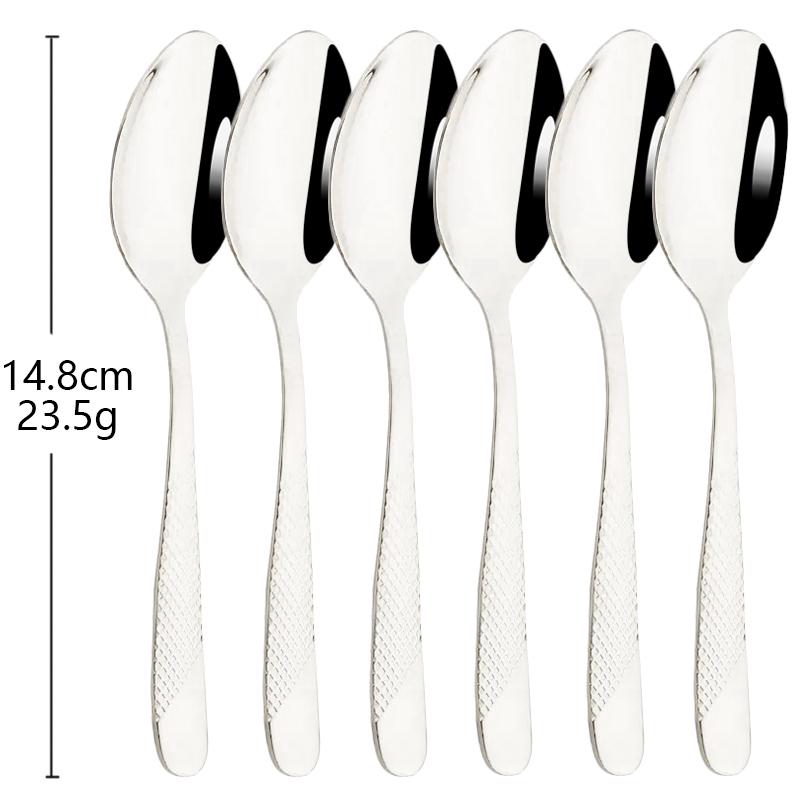 6Pcs Cutlery Stainless Steel Dinner Fruit Fork Colourful Cake Forks With Long Handle Tea Spoons Set for Hotel Party