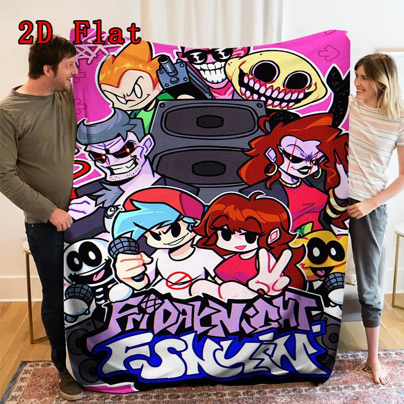 Friday Night Funkin 2D Flat Pattern Flannel Blanket High Quality All Seasons Warmth and Comfort Perfect for Christmas Gifts.