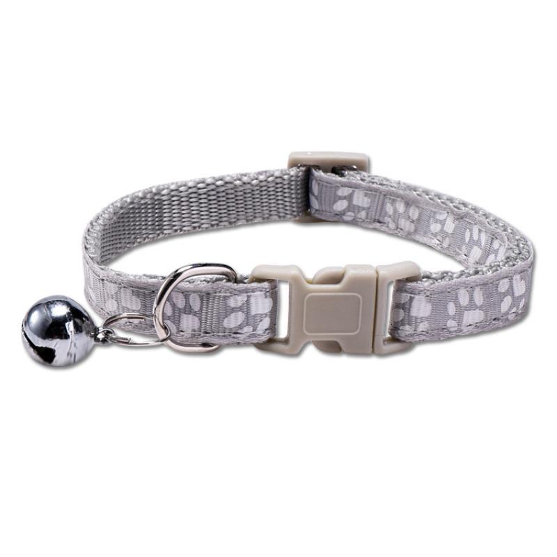 Pet Collar Dog Paw Print Bell Cat Collar Footprint Dog Collar Adjustable Collar