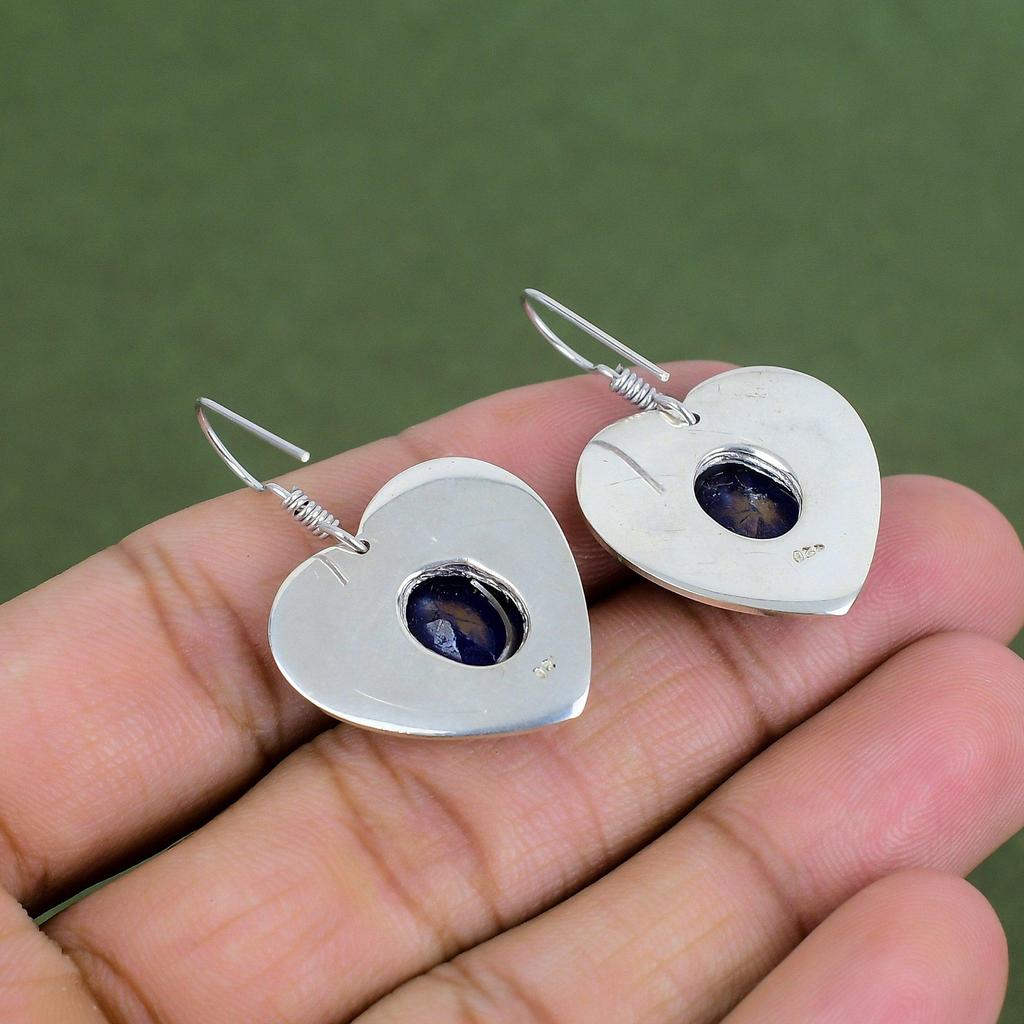 Faceted Blue Sapphire Earring 925 Sterling Silver Earring Handmade Earring Natural Gemstone Jewelry Drop Earring Dainty Jewelry Gift For Mom