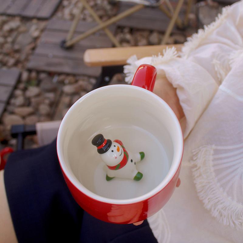 Christmas Cute Animal Cartoon Ceramic Coffee Mug Set