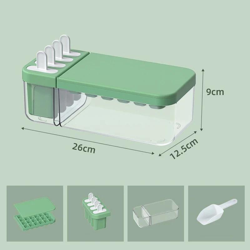 

Ice Cream Box Food Grade Two in One High Value Ice Hockey Box Double Layer Ice Cream Stick Mold Home Kitchen Ice Cream Mold зелёный