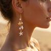 Bohemian Shell Starfish Asymmetrical Earrings for Women Exquisite Pearl Star Long Tassel Drop Earrings Girls Party Jewelry