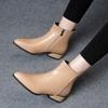 Women's Boots Fashion Casual Leather Boots Pointed Toe Office Formal Shoes for Women Zipper Ankle Boots Botas